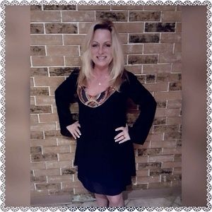 City Triangles medium blue dress with sequence
